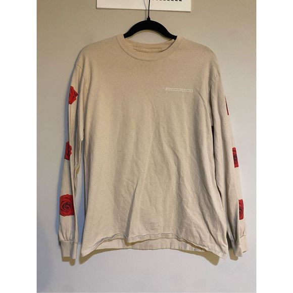 Empyre Shirt Beige Long Sleeve Cotton Roses Graphic Print T-Shirt Size Medium - Picture 1 of 10